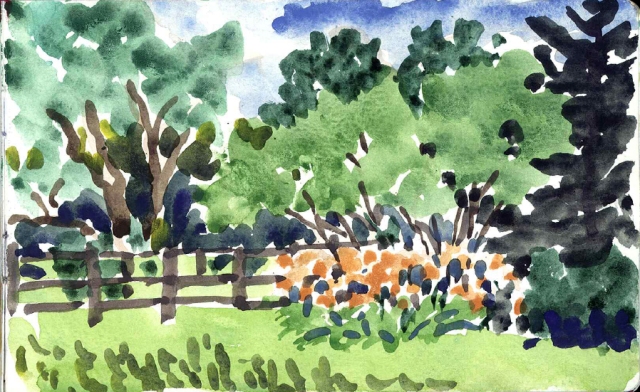 Watercolor of Liberty Hall Garden